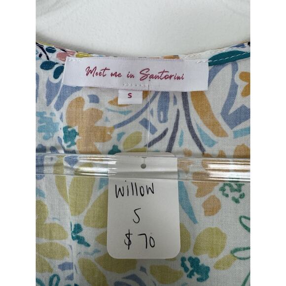 Floral Romper Cut Out Front Long Sleeve Meet Me In Santorini NWT - Picture 5 of 16